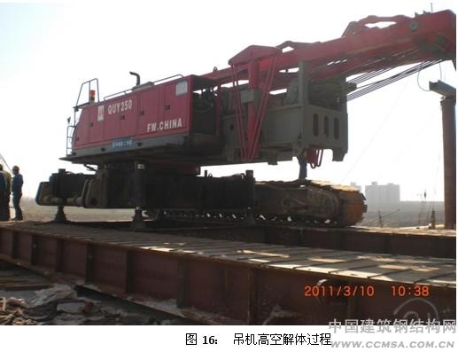 鄭州東站站房鋼結(jié)構(gòu)施工 吊機高空解體過程 \